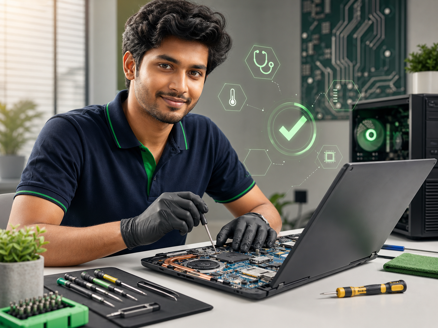 Metro Computers and Networking repair technician and computer service workspace